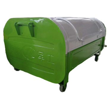 hot style green color big metal dustbin garbage bin waste bin for outside using